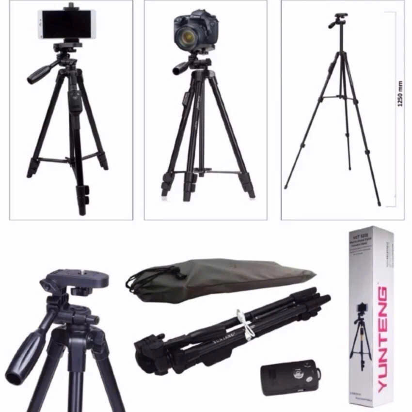 Tripod 3388 Đa Năng (Kèm Remote) - Chân Máy Quay Video, Livestream Cho Điện Thoại &amp; Máy Ảnh (Cao 1.45m)