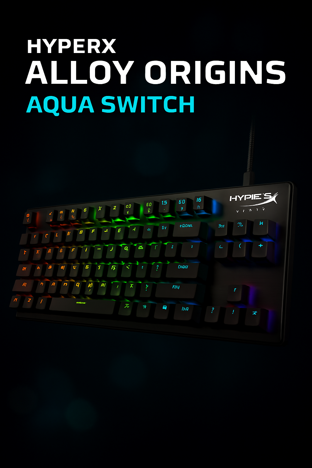 BÀN PHÍM CƠ HYPERX ALLOY ORIGINS AQUA SWITCH
