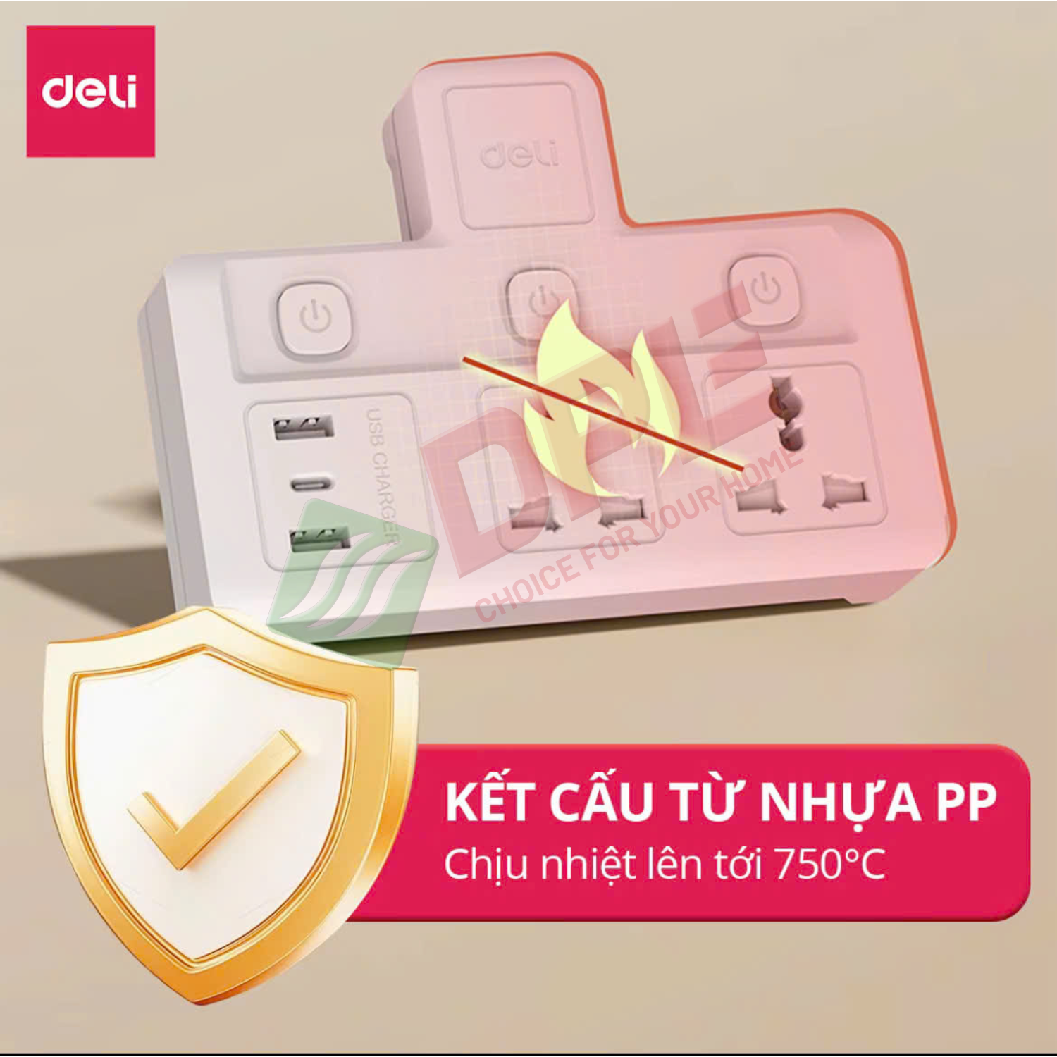 Ổ cắm điện đa năng Deli T716