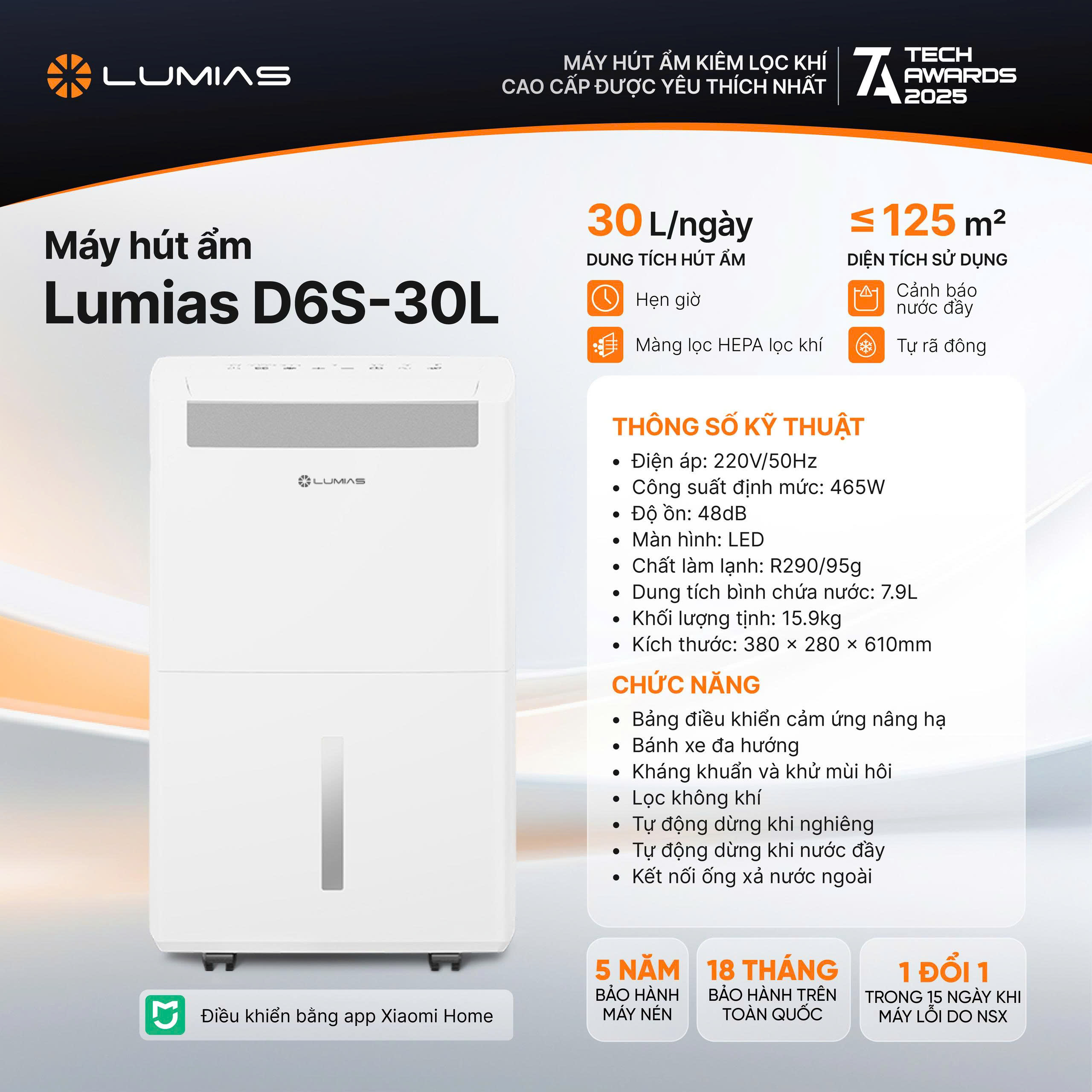 Máy Hút Ẩm Lumias D6S-30L: Giải Pháp Chống Ẩm Hoàn Hảo Cho Không Gian Lớn