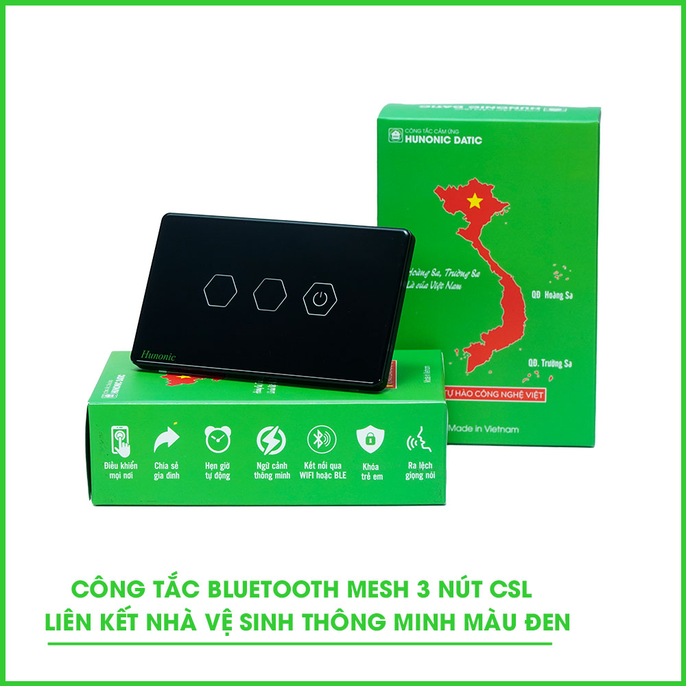 Công tắc cảm ứng BLE Hunonic Datic 3 Nút CSL, màu đen/trắng