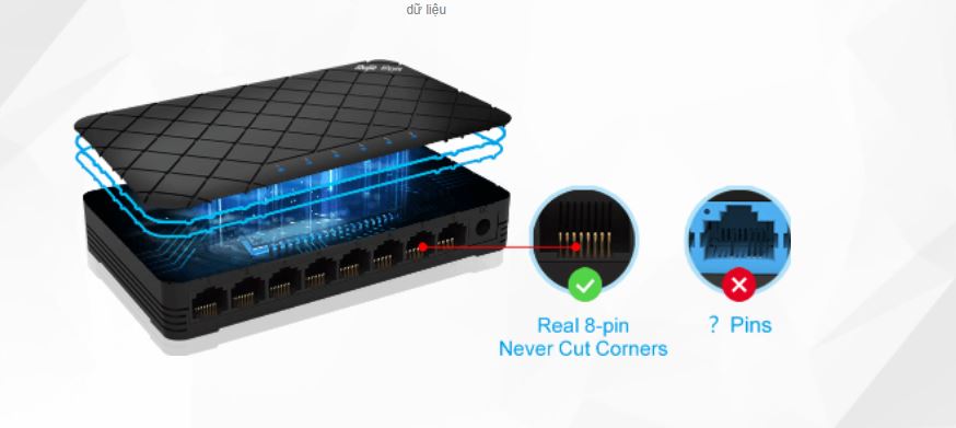 Switch 8 cổng 10/100/1000 BASE-T RUIJIE RG-ES08G | Hàng chính hãng