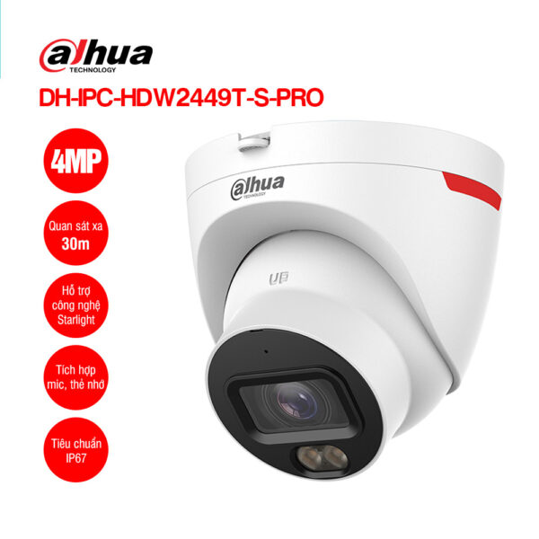 Camera IP 4MP WizColor DAHUA DH-IPC-HDW2449T-S-PRO | Hàng chính hãng