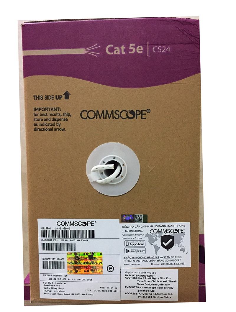 Cáp mạng AMP Commscope CAT5e (6-219590-2) (305m/cuộn) | Hàng chính hãng