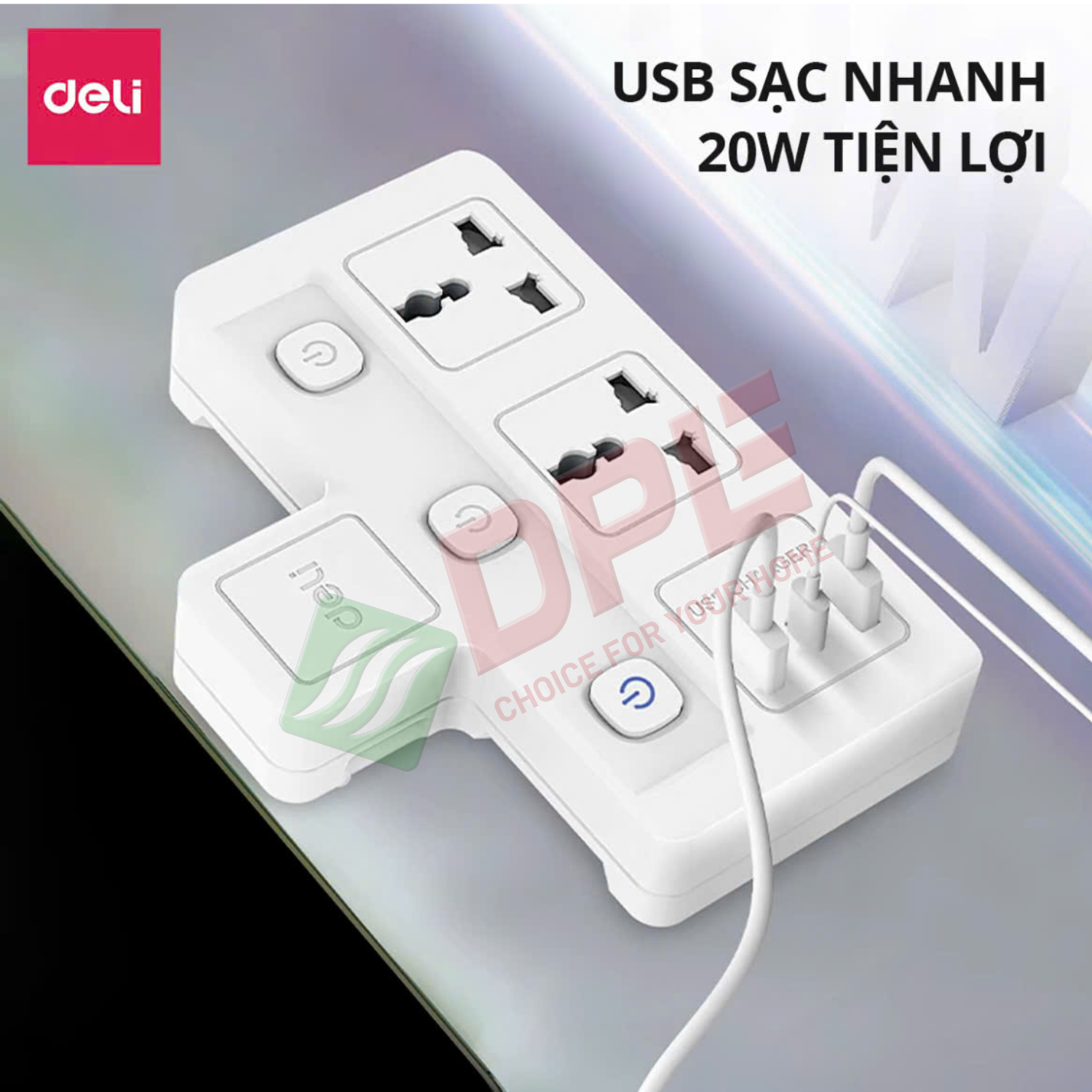 Ổ cắm điện đa năng Deli T716