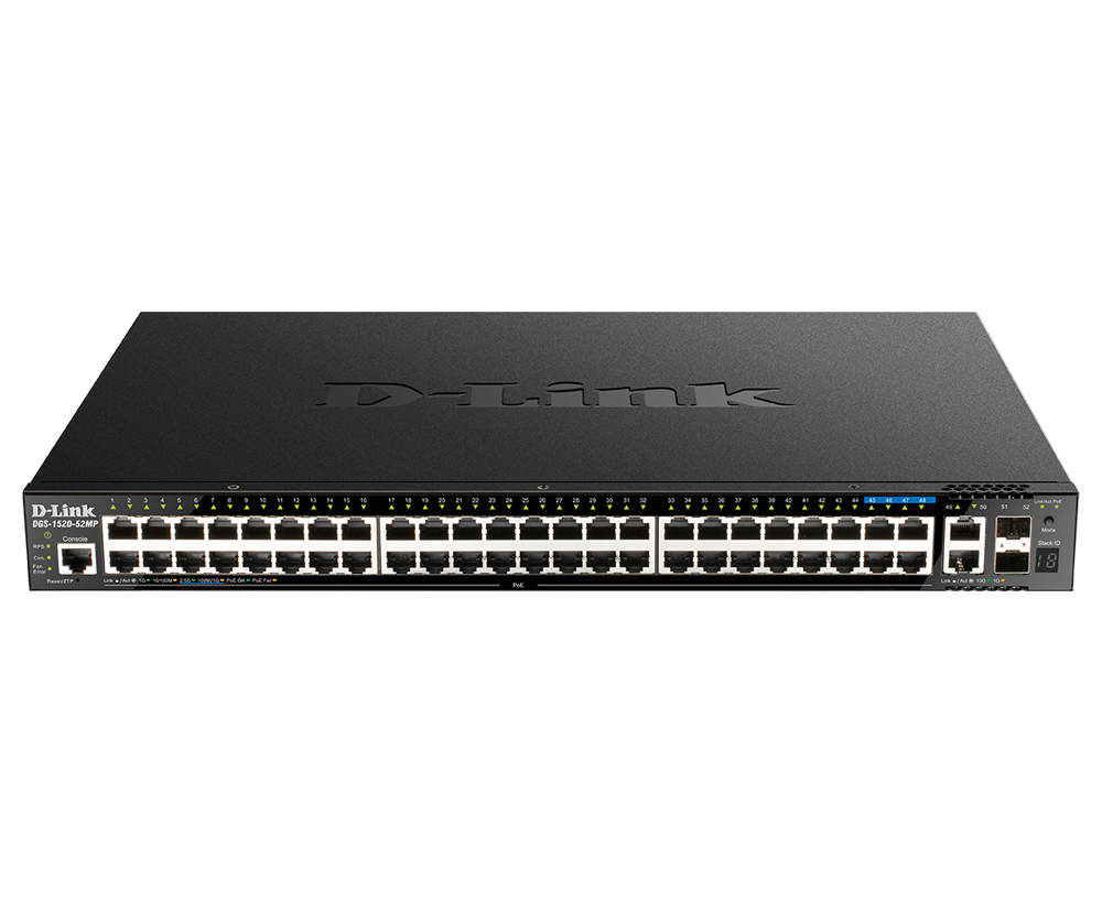 DGS-1520-52MP – Switch Layer 3 Stackable Smart Managed 52 Port PoE+ với 10G và 2.5G