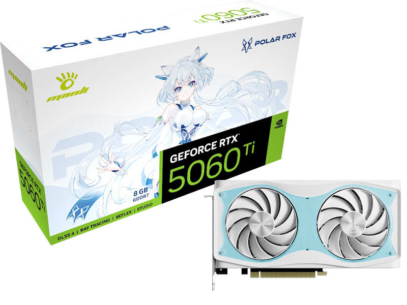 CARD ĐỒ HỌA MANLI POLAR FOX GEFORCE RTX 5060 TI OC 8GB GDDR7 M-N506TIPO/D78G-M2649
