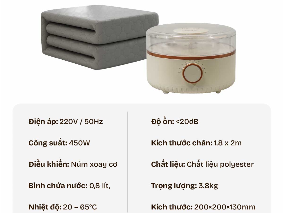 Chăn Điện Sưởi Ấm Bằng Nước Nóng Fujihome HB1820M