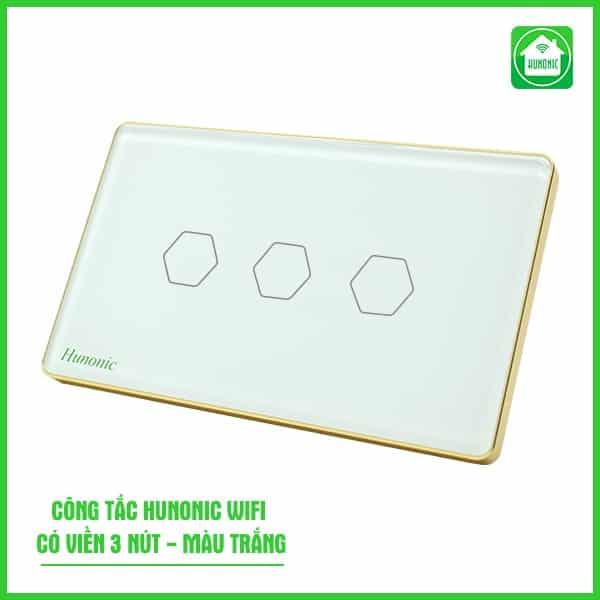 Công tắc cảm ứng WiFi Hunonic 3 Nút, HCN, màu Đen/Trắng