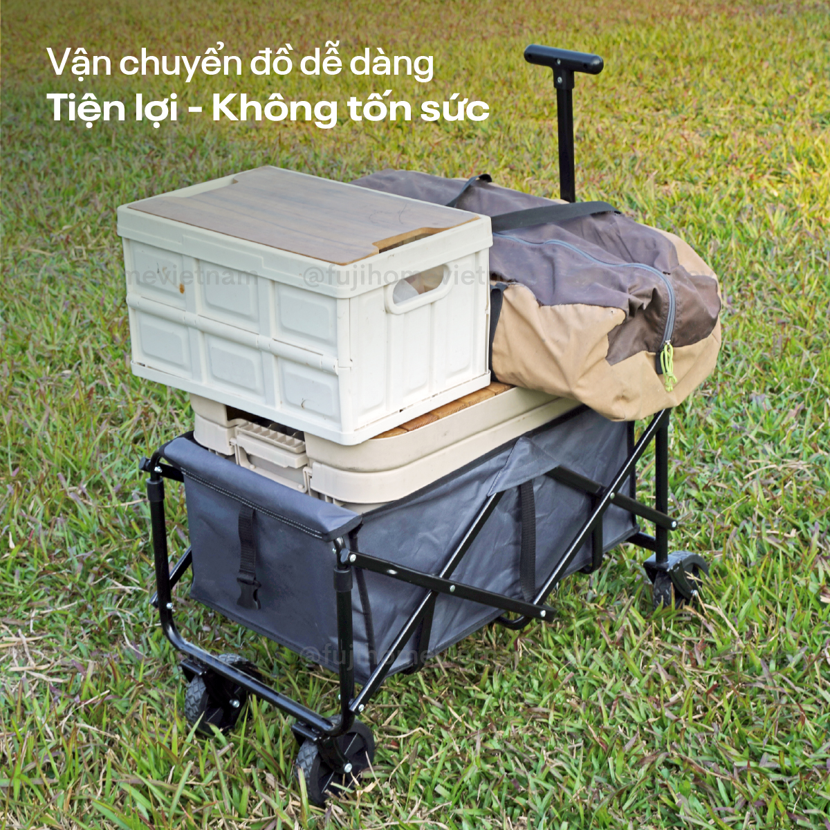 Xe kéo dã ngoại gấp gọn Fujihome CT80 tải trọng 80kg | Hàng chính hãng