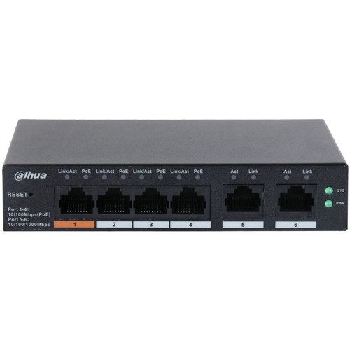 Switch PoE Cloud 6 port với 4 port PoE Dahua DH-CS4006-4ET2GT-36 | Hàng chính hãng