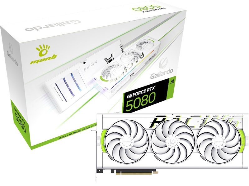 Card màn hình Manli White Gallardo GeForce RTX 5080 OC 16GB GDDR7 M-N508GO/D716G-M3664