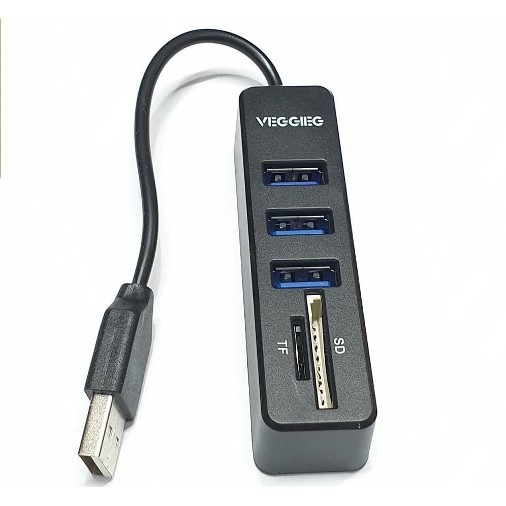 Bộ chia USB 2.0 + đầu đọc thẻ nhớ 5 trong 1 VC303 | Hàng chính hãng