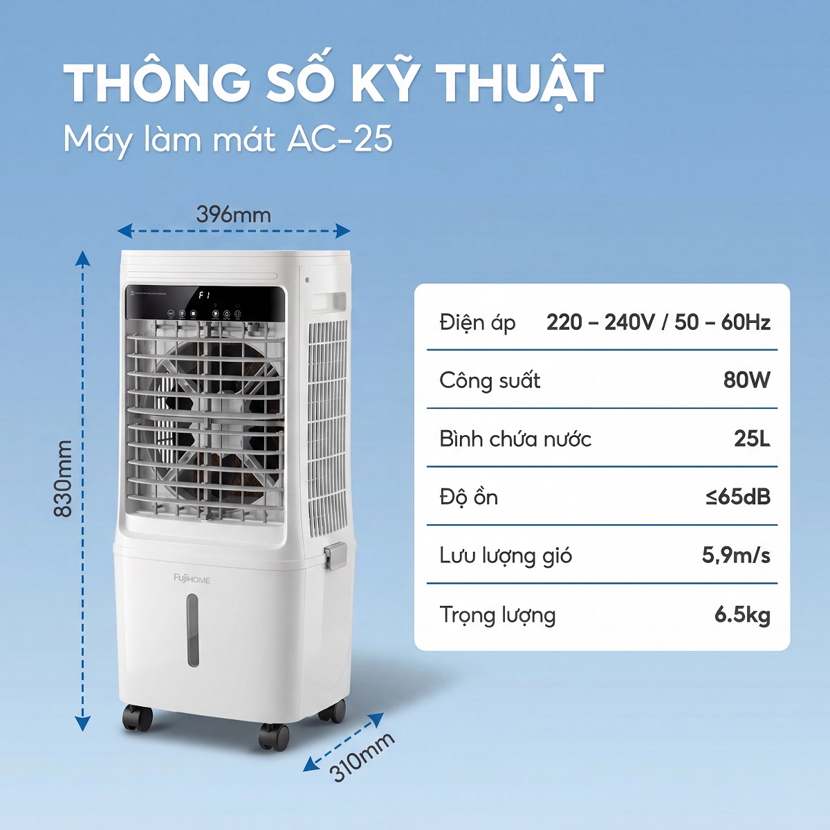Máy Làm Mát Không Khí Hơi Nước Fujihome AC-25 – Cấu Hình Khủng, Làm Mát Thông Minh