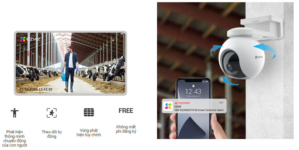 Camera không dây quay quét dùng pin 4G 2K Ezviz EB8(4G) | Hàng chính hãng