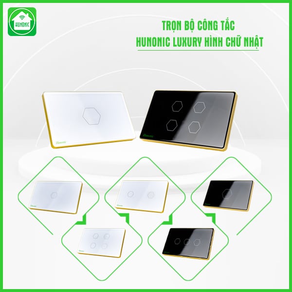 Công Tắc Thông Minh Hunonic Luxury (Hình Chữ Nhật) – Sang Trọng & Đẳng Cấp