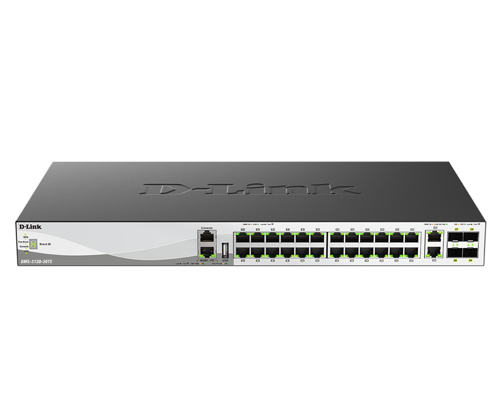 D-Link DMS-3130-30TS – Switch Layer 3 Stackable Multi-Gigabit Managed 30 cổng