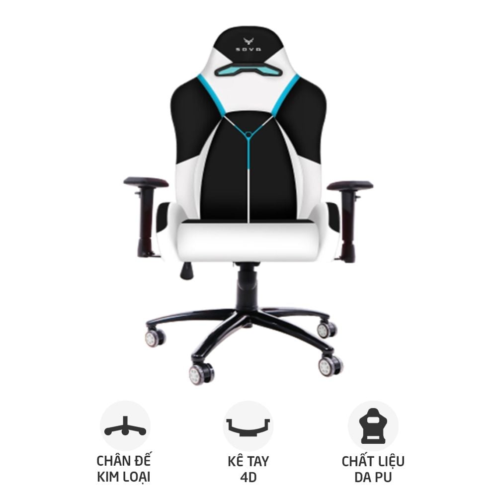 Ghế Game Centaur Sova Black White  - CE-SOVA-WHBK | Hàng chính hãng