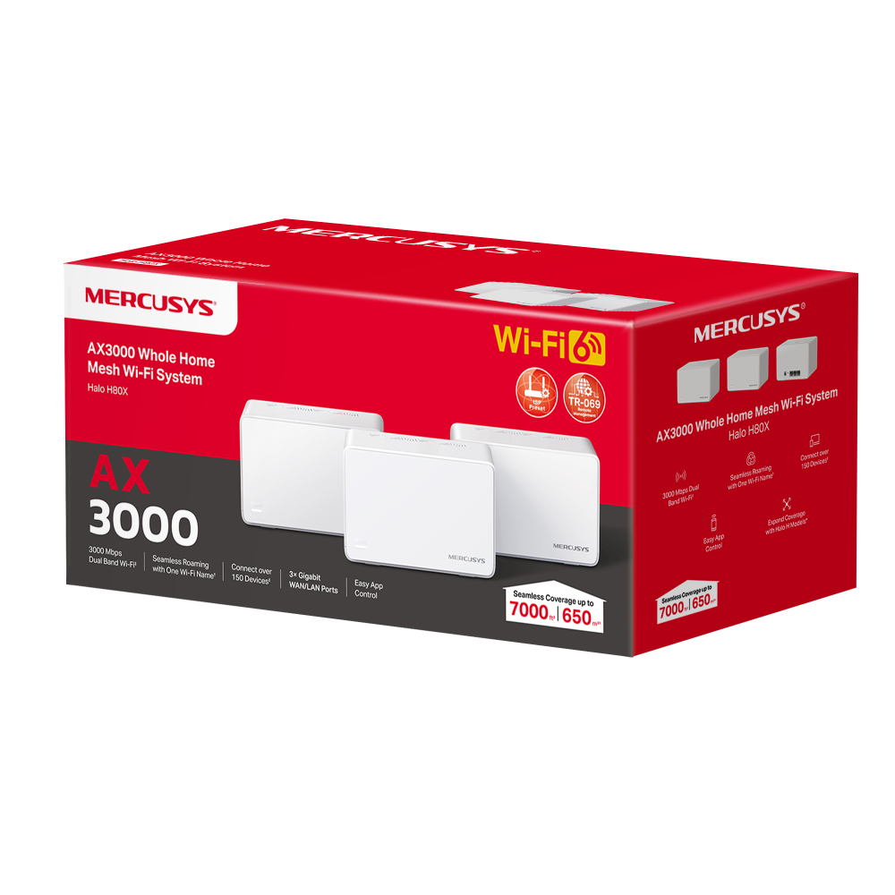 Hệ thống Wi-Fi 6 Mesh Cho Toàn Bộ Nhà AX3000 Halo H80X(3-pack) | Hàng chính hãng