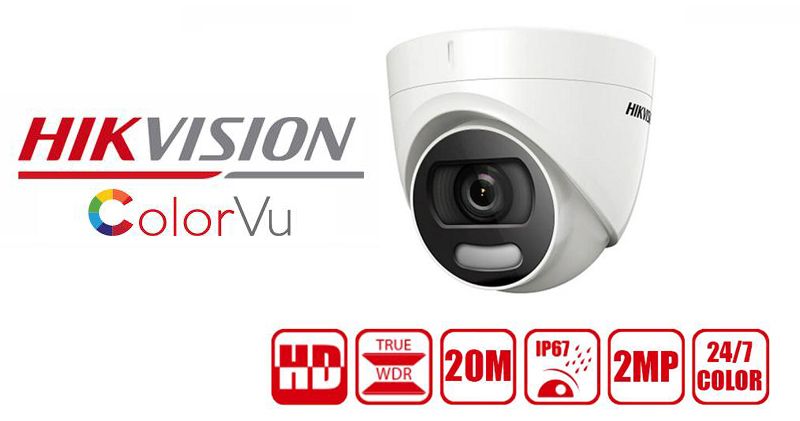 Hikvision Camera DS-2CE72DFT-F ngoài trời 2MP - có màu 24/24 (ColorVu) | Hàng chính hãng