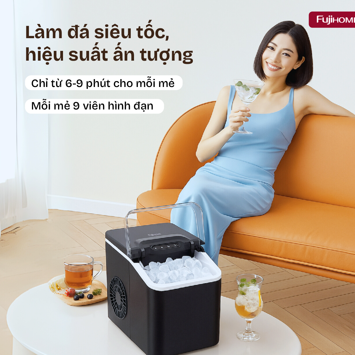 Máy làm đá viên mini Fujihome IM1218 10kg/ngày | Hàng chính hãng