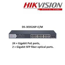Hikvision Switch POE GIGABIT 24 cổng PoE 1000M, 2 cổng SFP độc lập 10/100/1000M , Layer 2 | Hàng chính hãng