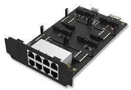 Card mở rộng khe cắm trên tổng đài EX08 has 4 onboard module slots and 8 interfaces on the panel. | Hàng chính hãng