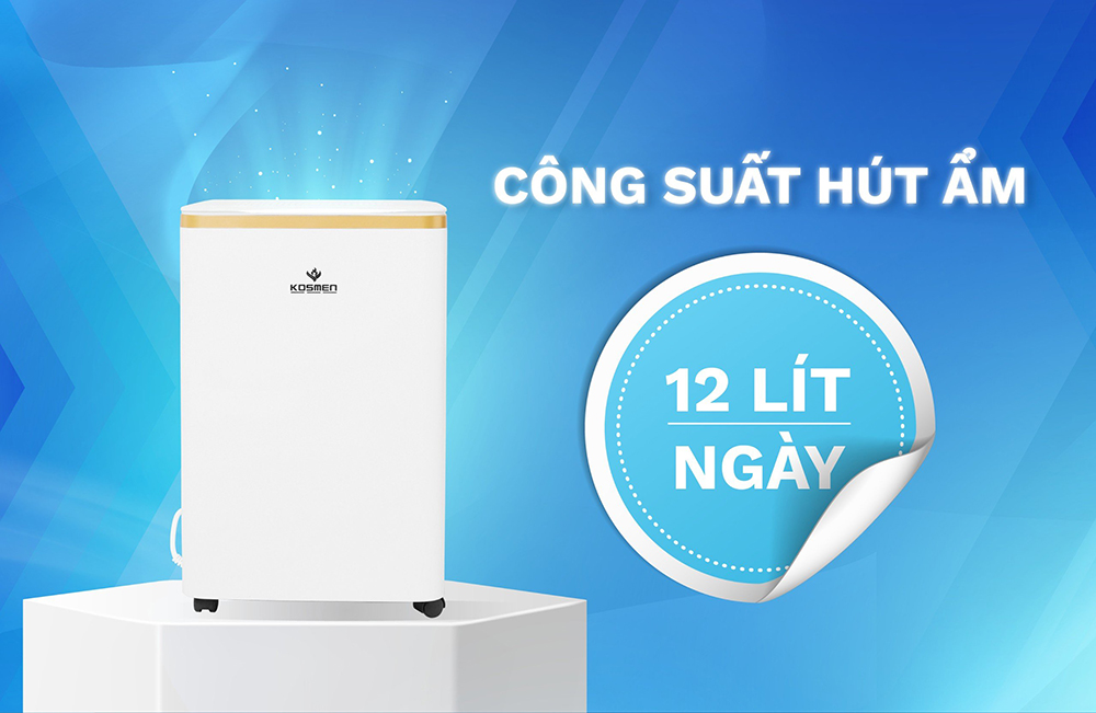 MÁY HÚT ẨM KOSMEN KM-12N Thích hợp cho không gian 10 - 40 m2 | Hàng chính hãng