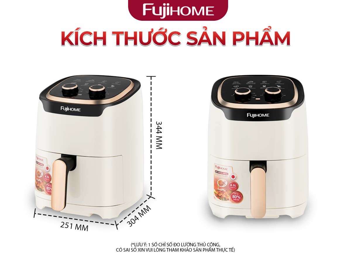 Nồi chiên không dầu Fujihome A4EW 4,5 lít 1500W | Hàng chính hãng