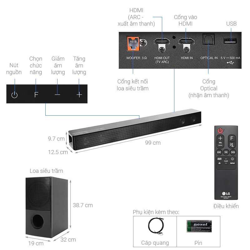 Loa thanh soundbar LG SNH5 - 4.1, 600W | Hàng chính hãng