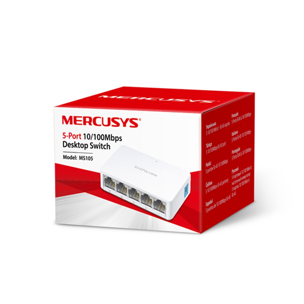 SWITCH ĐỂ BÀN MINI 5 CỔNG 10/100M, 5 X CỔNG RJ45 10/100M (MS105) | Mercurys | Hàng chính hãng