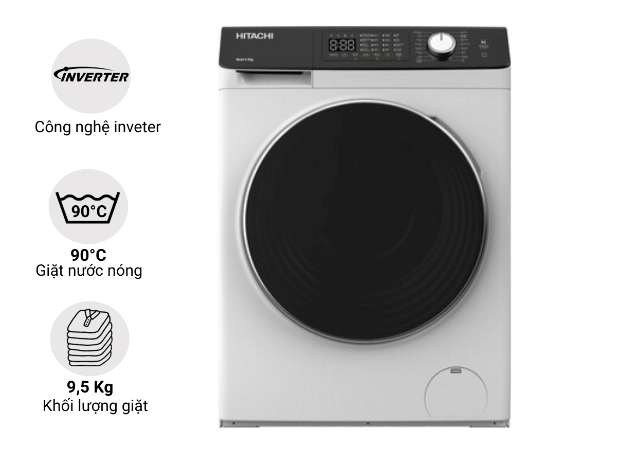 Máy giặt Hitachi Inverter 9.5 kg BD-954HVOW | Hàng chính hãng