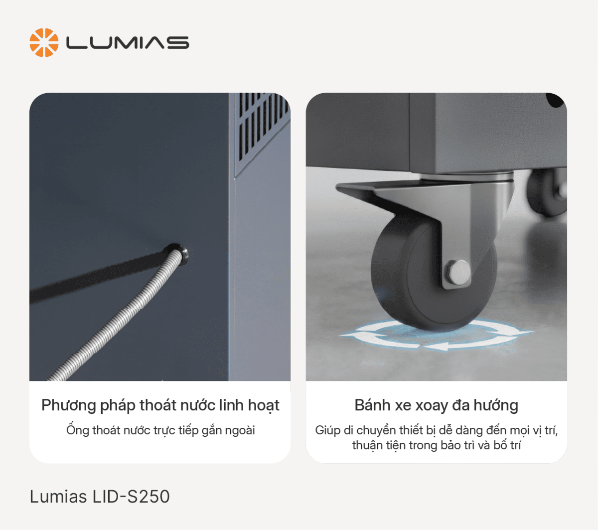 Máy hút ẩm công nghiệp 250L Lumias LID-S250
