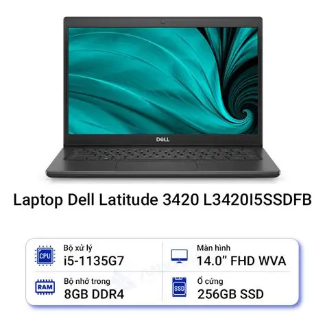 Laptop Dell Latitude 3420 L3420 (I5-1135G7/8GB RAM/256GB SSD/14 INCH FHD IPS/ĐEN)
