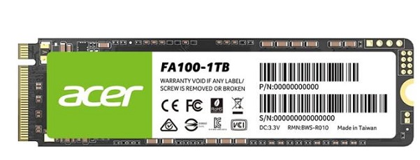 Ổ cứng SSD Acer FA100-1TB NVMe PCIe Gen3 M.2