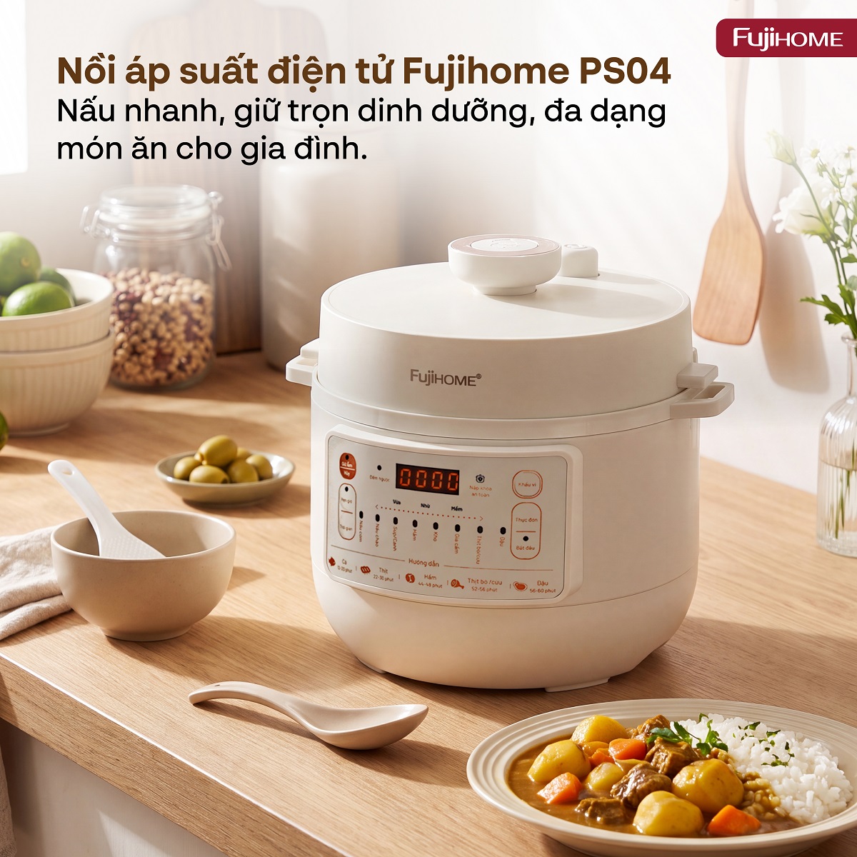 Nồi áp suất điện tử Fujihome PS04 4 lít 800W | Hàng chính hãng