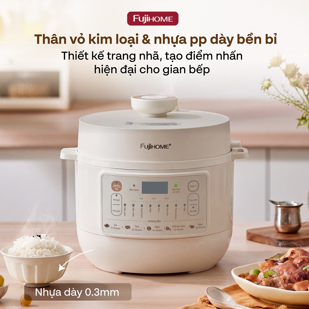 Nồi áp suất điện tử Fujihome PS04 4 lít 800W | Hàng chính hãng