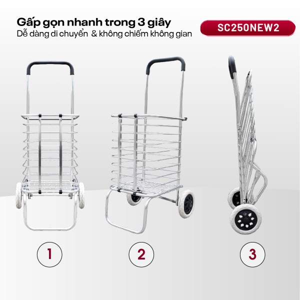 Xe kéo đi chợ gấp gọn Fujihome SC-250NEW2