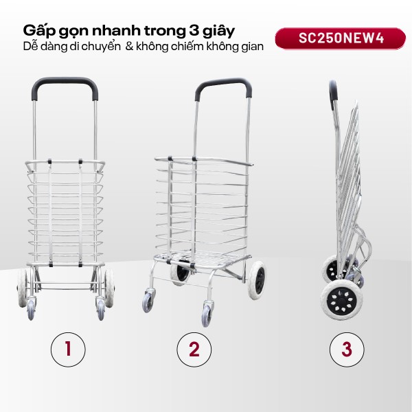 Xe kéo đi chợ gấp gọn Fujihome SC-250NEW4