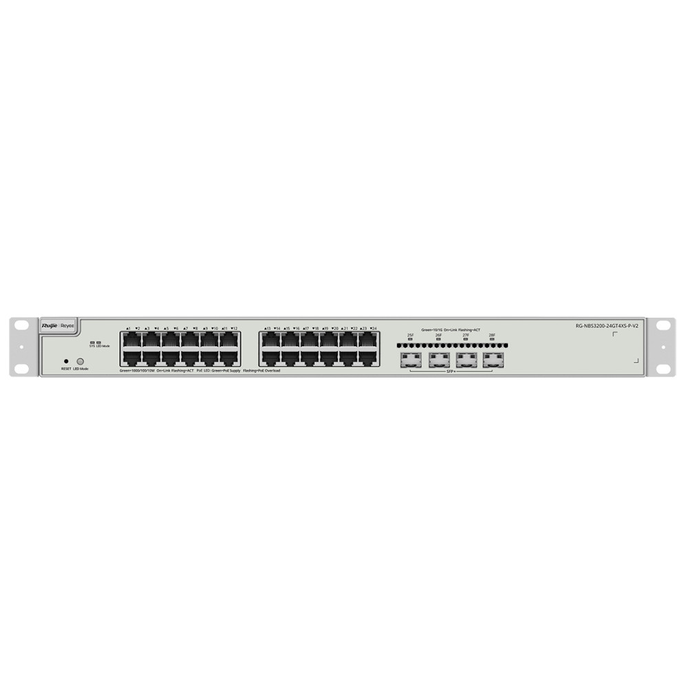 RG-NBS3200-24GT4XS-P-V2 – Smart Managed PoE Switch 24 cổng với uplink 10G hiệu năng cao