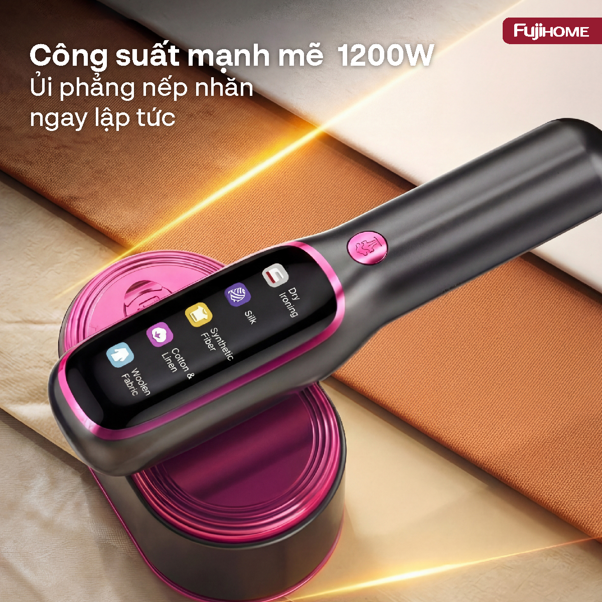 Bàn là hơi nước cầm tay Fujihome SI718AB 1200W 5 mức vải | Hàng chính hãng
