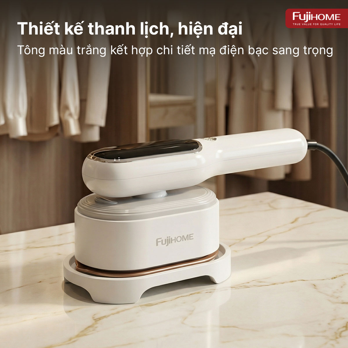 Bàn là hơi nước cầm tay Fujihome SI718AW 1200W trắng bạc | Hàng chính hãng