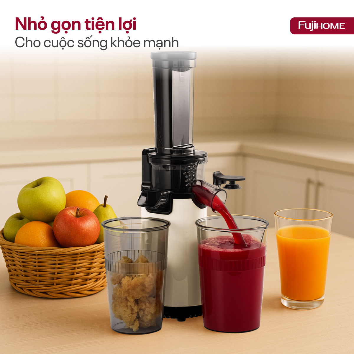Máy ép chậm mini Fujihome SJ06 100W lưới lọc kép inox | Hàng chính hãng
