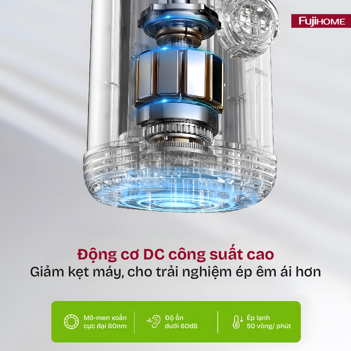 Máy ép chậm mini Fujihome SJ08 130W động cơ DC | Hàng chính hãng