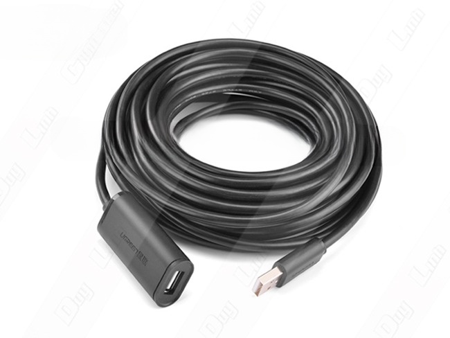 Cáp nối dài USB 2.0 25M mạ vàng, có IC khuếch đại tín hiệu Ugreen 10325 | Hàng chính hãng