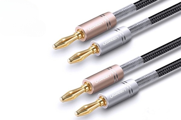 Cáp âm thanh Jack cắm chuối Ugreen 50536 dài 1m bện nylon cao cấp | Hàng chính hãng