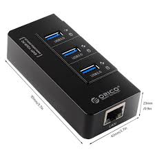 Bộ chia USB HUB 3 cổng USB 3.0 tích hợp cổng Lan Gigabit HR01-U3 | Hàng chính hãng