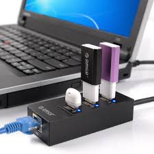 Bộ chia USB HUB 3 cổng USB 3.0 tích hợp cổng Lan Gigabit HR01-U3 | Hàng chính hãng
