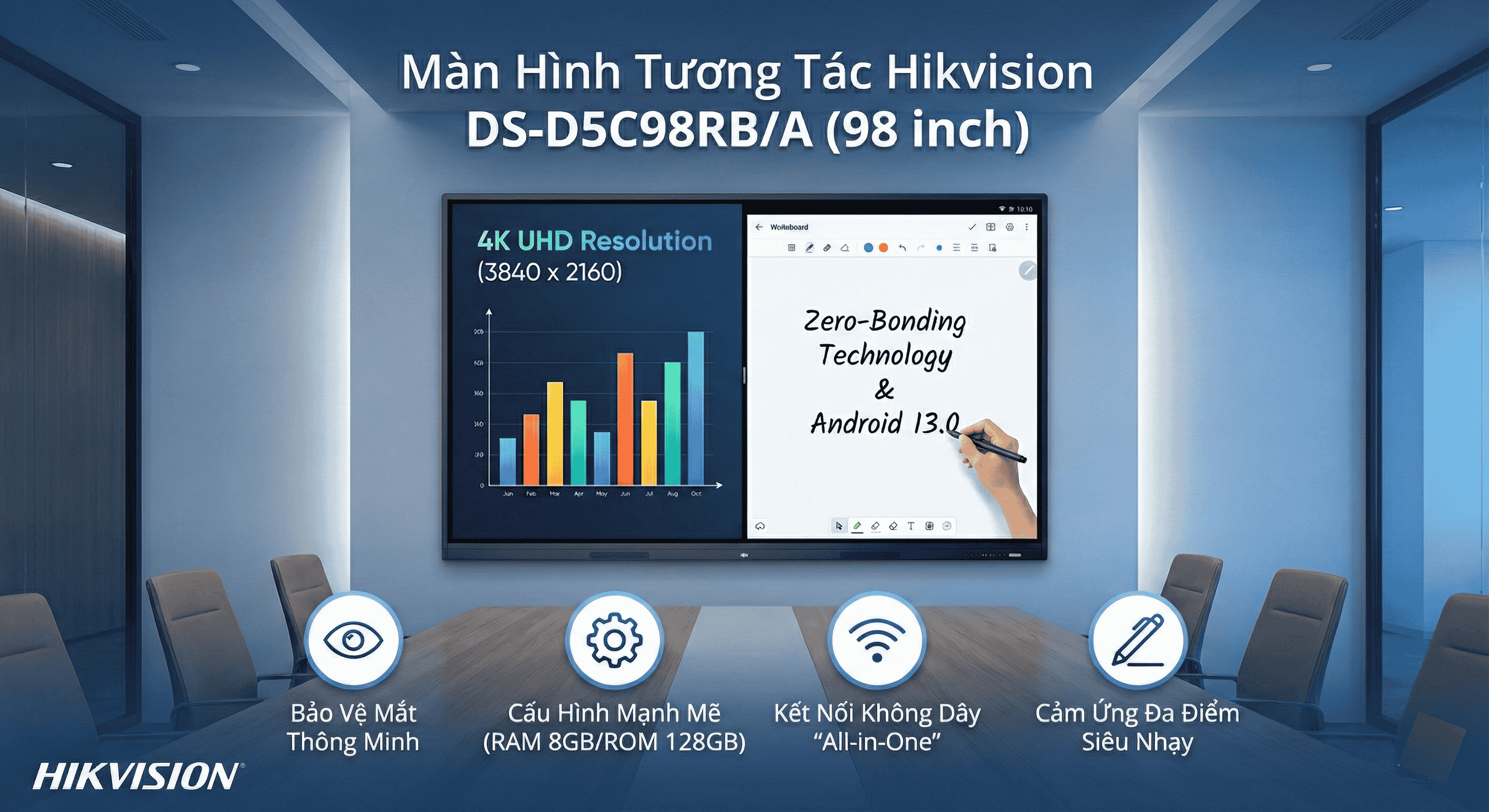 Màn hình tương tác 98 inch Hikvision DS-D5C98RB/A | chính hãng
