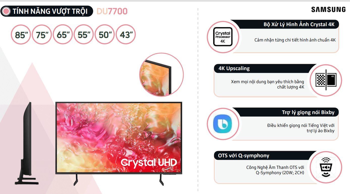 Smart Tivi Samsung 43DU7700 UHD 4K 43 inch [2025] | Hàng chính hãng
